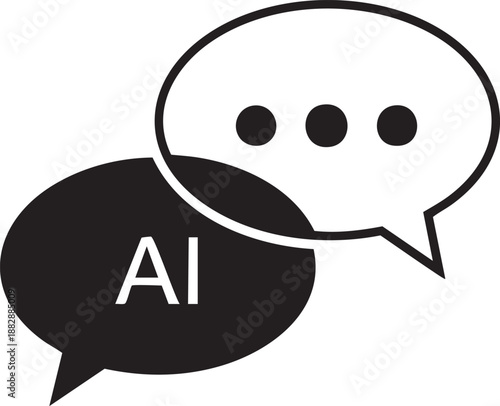 Communication icon showing two speech bubbles representing a conversation with an ai bot
