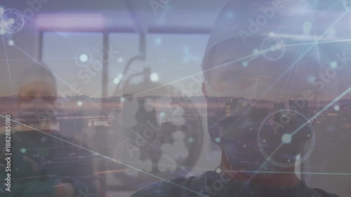 Animation of network of connections over diverse pupils text and recording