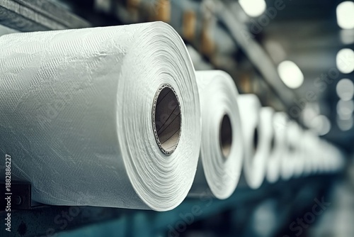 selective focus hygiene paper factory interior