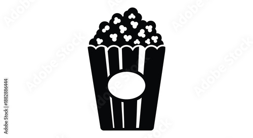 a black and white illustration of a popcorn bucket with a distinctive silhouette high quality professional detailed modern elegant stylish clean