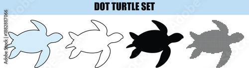 Turtles Dot Set Colorful isolated background