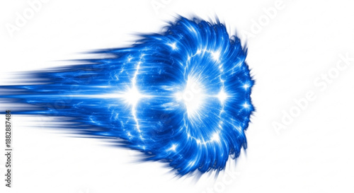 Blue energy vortex with bright lights and motion blur effect