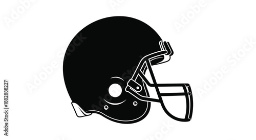 A stark depiction of an american football helmet isolated on a white background presenting a bold and dramatic silhouette high quality