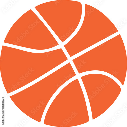 Vibrant orange basketball with classic white lines on a clean white background, representing sports and play