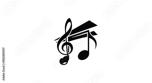 a black musical note and treble clef symbol silhouette high quality professional detailed modern elegant stylish clean crisp vibrant colorful digital