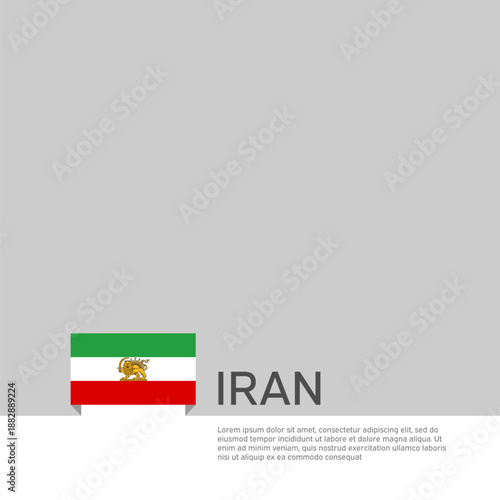 Flag of iran lion and sun. Protest, riot, revolution. Ribbon color flag of iran on a white background. National poster. Place for text. Copy space. Iranian patriotic banner, flyer. Vector flat design