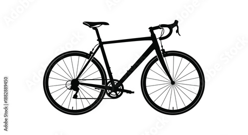 A striking black road bicycle is prominently displayed in a simple elegant form showcasing its design silhouette high quality professional detailed