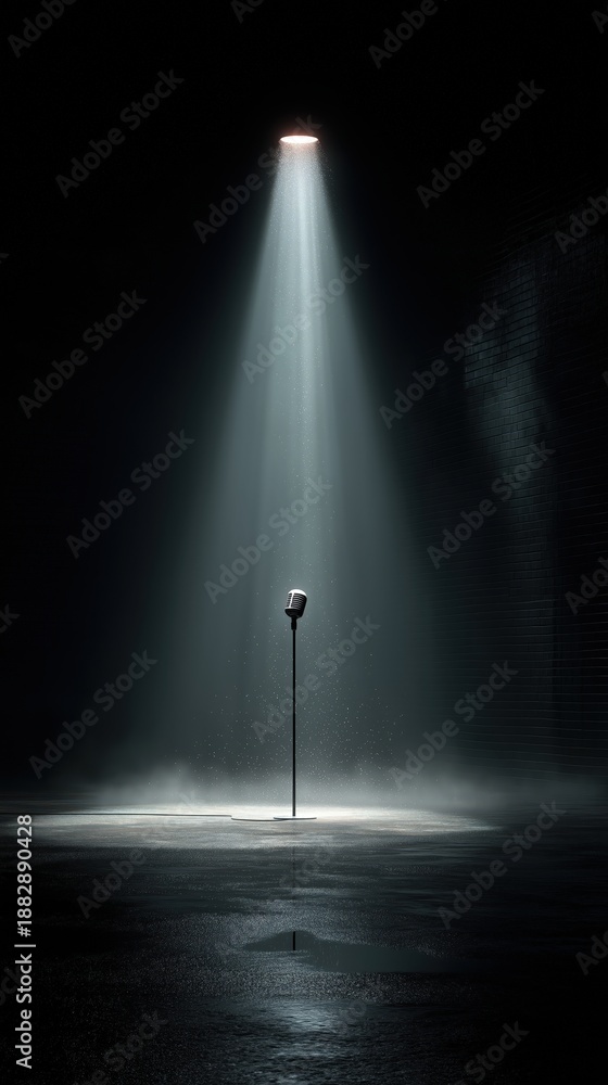 © Marta P. (Milacroft) - Spotlight shining on empty stage vintage microphone © Marta P. (Milacroft) - Spotlight shining on empty stage vintage microphone