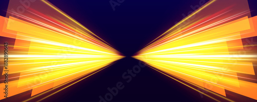 Energetic orange neon speed track streams dynamically with glowing gradients and vivid directional flow. Vector
