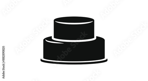 A striking black and white depiction of a two tiered cylindrical object elegantly presented as a simple silhouette high quality professional detailed