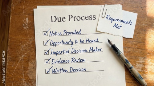 Checklist for Due Process with Pen and Notes