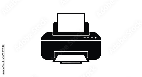 A stark representation of modern office technology is vividly displayed through this iconic printer design rendered as a striking silhouette