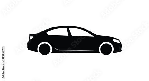 A striking black representation of a modern sedan vehicle showcasing its sleek lines and dynamic form a beautiful silhouette high quality