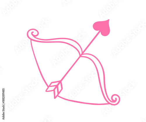 Cupids Bow and Arrow Valentines Day Doodle Icon 