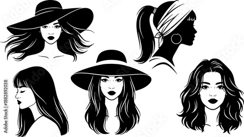 Fashion Woman Hair Silhouette Beauty Style Vector Illustration