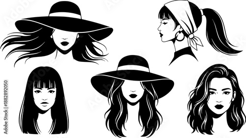 Fashion Woman Hair Silhouette Beauty Style Vector Illustration