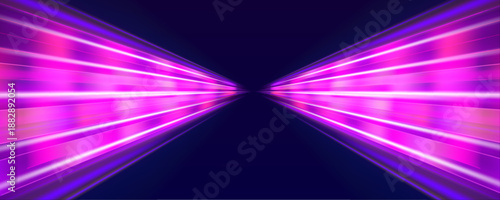 Electric light ribbons glide through a dark scene. Neon glow creates depth, flow, and digital atmosphere. Ideal for bold abstract tech compositions vector