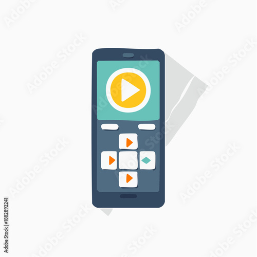 Smartphone with play button on screen. Mobile phone icon. Video player symbol. Play media button. Vector illustration on white background.