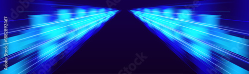 Flowing electric light forms a sleek neon pattern. Glowing curves suggest motion, depth, and digital style. A clean abstract background for tech visuals vector