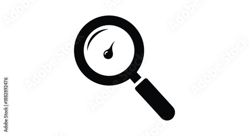 a minimalist depiction of a magnifying glass examining a single water droplet presented as a striking black silhouette high quality professional