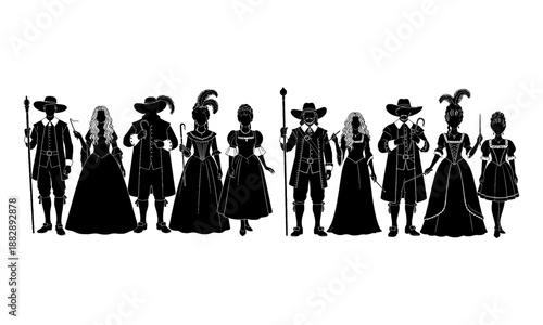 Silhouettes of historic black figures
