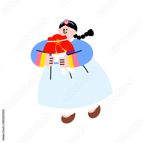 Girl with Korean Gift Box