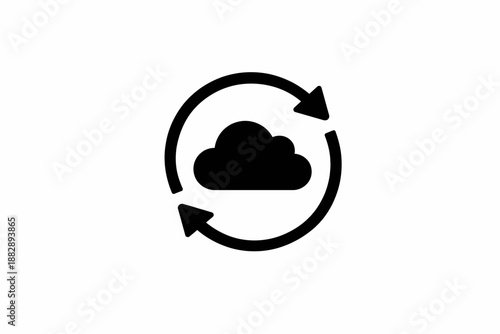 Cloud refresh data sync icon representing continuous data flow and updates isolated on transparent background, isolated on white background, Vector