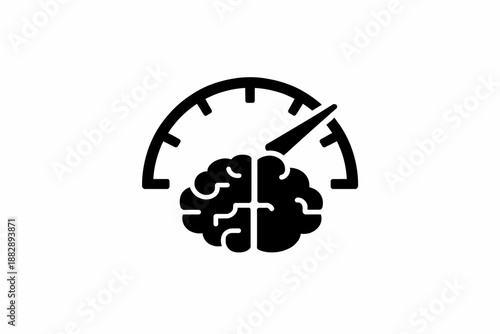 High performing brain with a gauge indicating maximum mental speed and cognitive function isolated on transparent background, isolated on white background, Vector