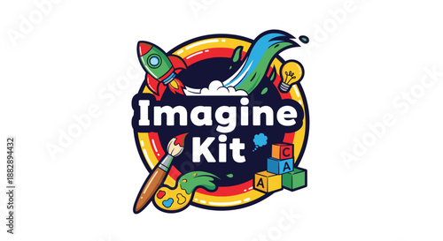 Colorful Imagine Kit Art Supplies Logo.