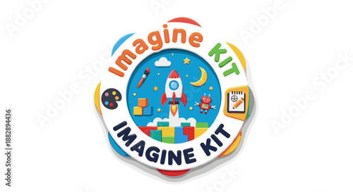Colorful Imagine Kit Logo with Rocket.