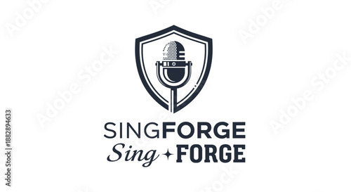 Microphone Logo Design Sing Forge Symbol.