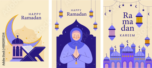 Woman praying during ramadan in traditional attire