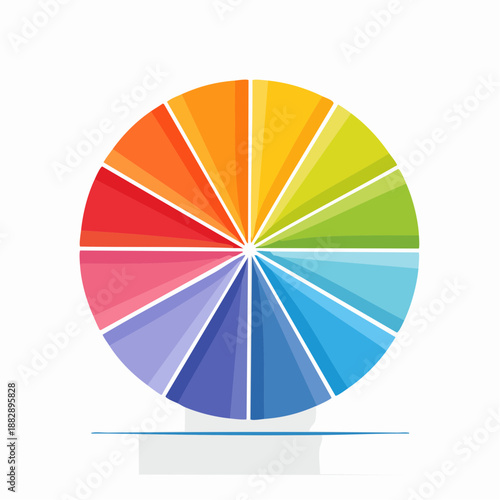 Color wheel. Color theory. Circle of colors. Gradient color palette. Vector illustration. Color spectrum. Rainbow colors. White background.