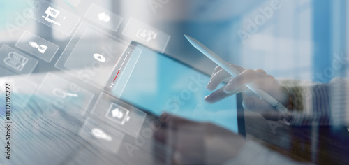 Digital Learning and Online Video Education Platforms with Interactive Interface. © WrightStudio