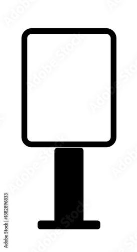 Square black advertising signboard icon isolated on white background, clean storefront signage design for shop and business branding, outdoor commercial sign mockup, flat vector illustration style