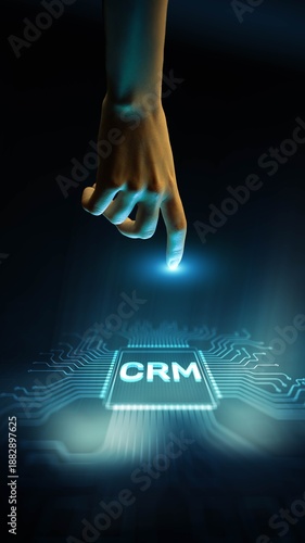 CRM Customer Relationship Management Enhancing Client Engagement and Business Growth Technology Concept Illustrated on Processor. © WrightStudio