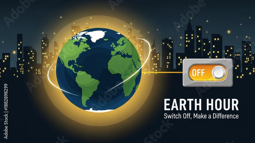 Earth Hour Switch Off Save Energy Globe Illustration