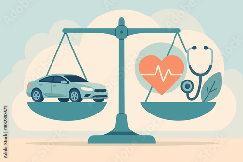Balancing health and transportation: heartbeat and car on scales