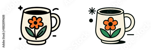 Cute flower mugs design for cheerful beverage enjoyment