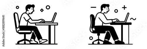 Professional individuals working on laptops in a modern workspace