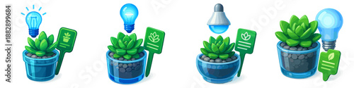 Modern vector illustrations of potted succulents and lighting concepts