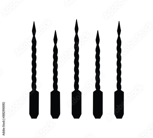 Long Spiral Auger Drill Bit Silhouette Set