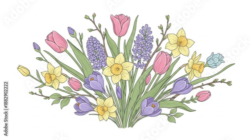 Spring Flower Bouquet Arrangement.