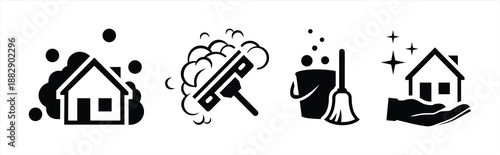 House Cleaning and Home Care Service Icon Set