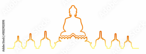 HAPPY VESAK DAY LINE ART ON WHITE BACKGROUND