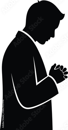 Man praying silhouette vector illustration