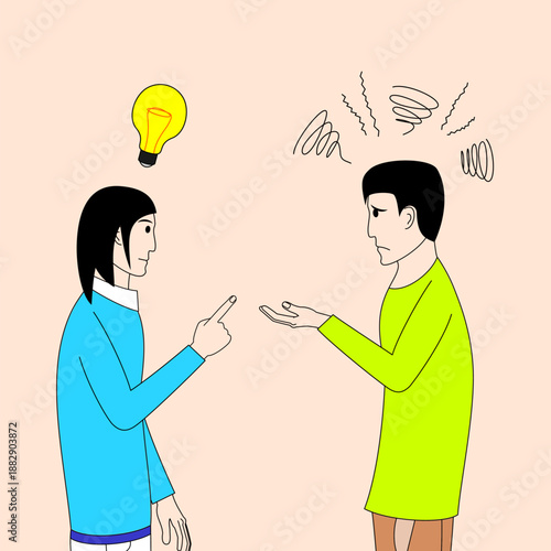 Two people are arguing, one of them feeling depressed and the other give a solution