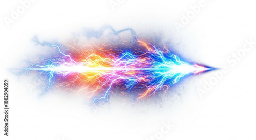 Vibrant multicolored light beam with dynamic energy effect