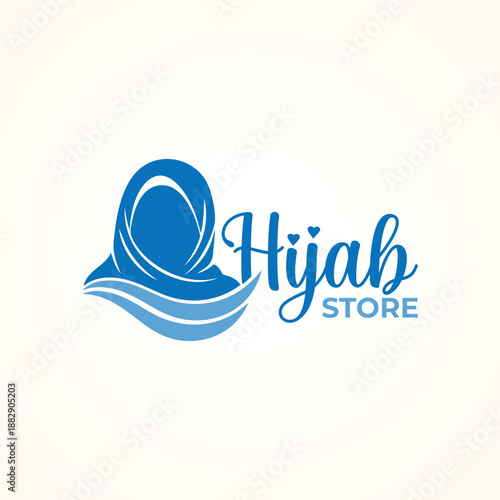 Muslim Hijab Fashion Store Logo Design with Stylized Headscarf Icon