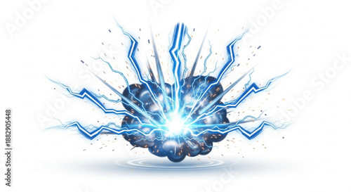Electric blue explosion with lightning bolts